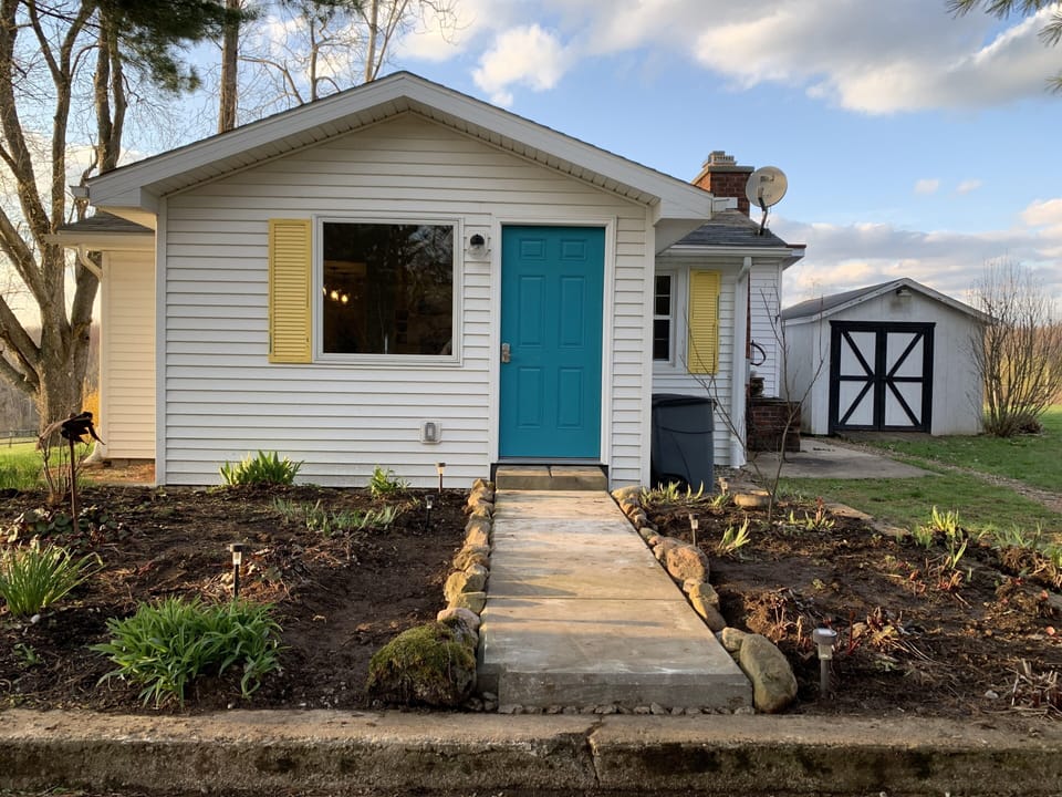 Front entrance and garden leading up to our cottage. 