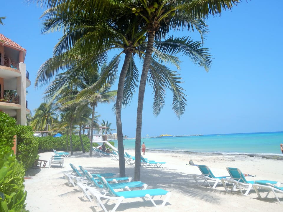 At our beach you will find lounge chairs, tables and umbrellas for your use