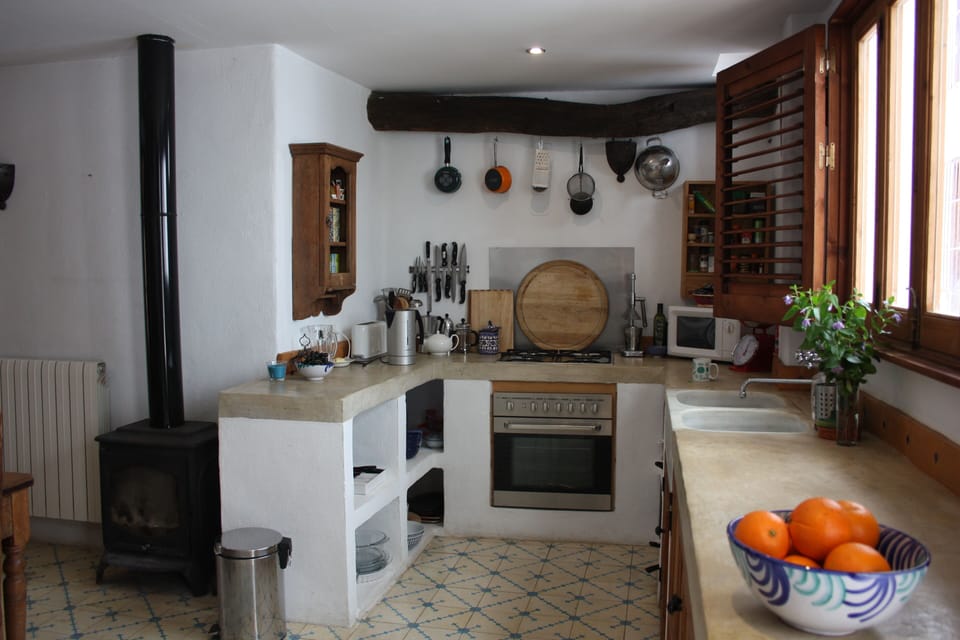 Kitchen with woodburner for cooler evenings