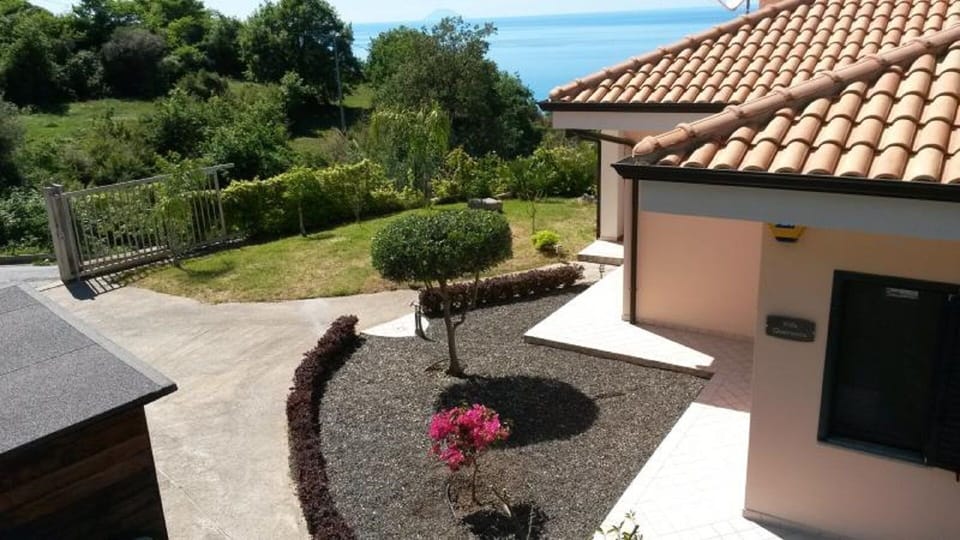 A view of the villa from the backtard