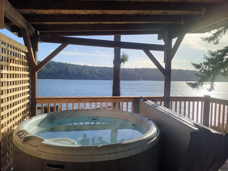 Check out the view from our new covered hot tub. 