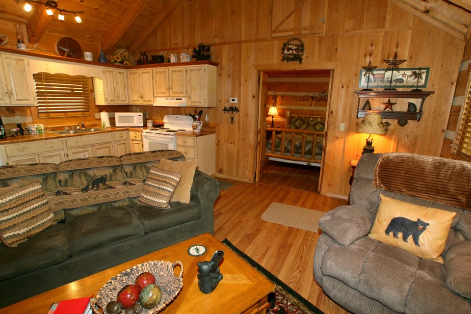 The bedroom is close by, cozy and romantic after a evening by the fire.