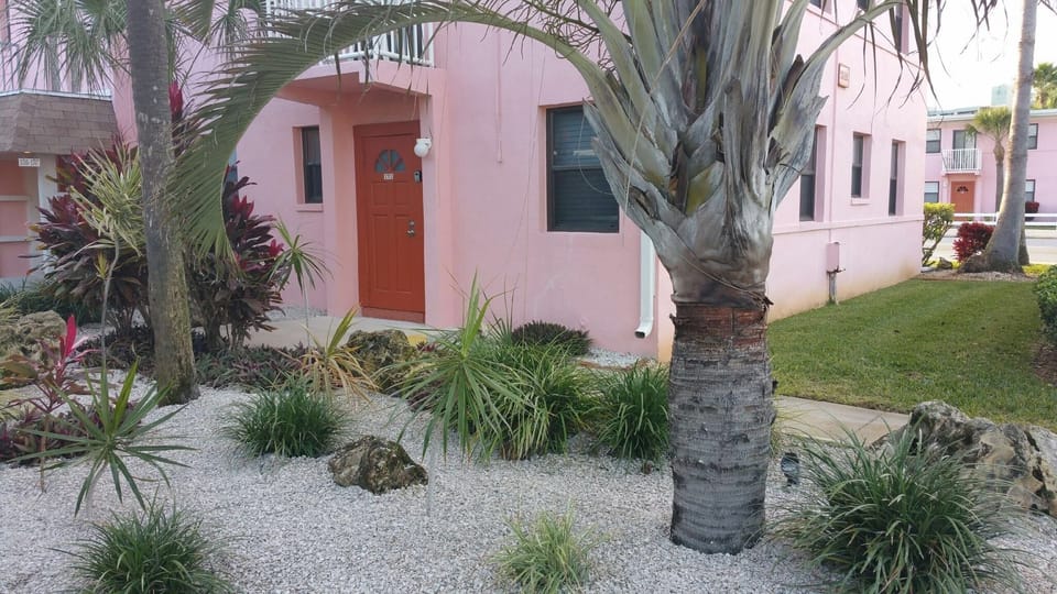 Private Outside Entrance with Patio. Outdoor furniture is available for use.