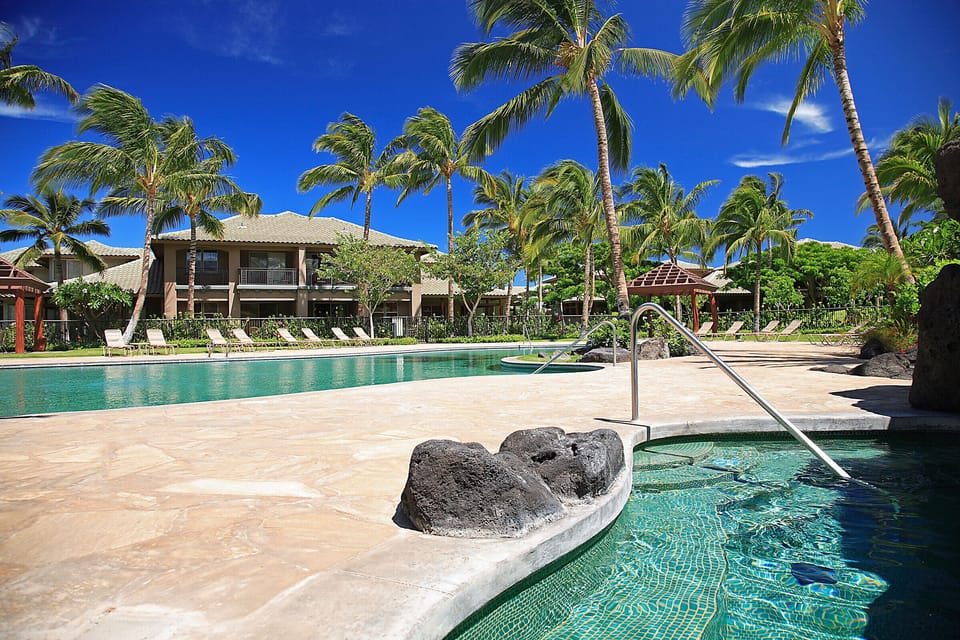 Lovely and serene spa and pool within a very short walk from the home. 