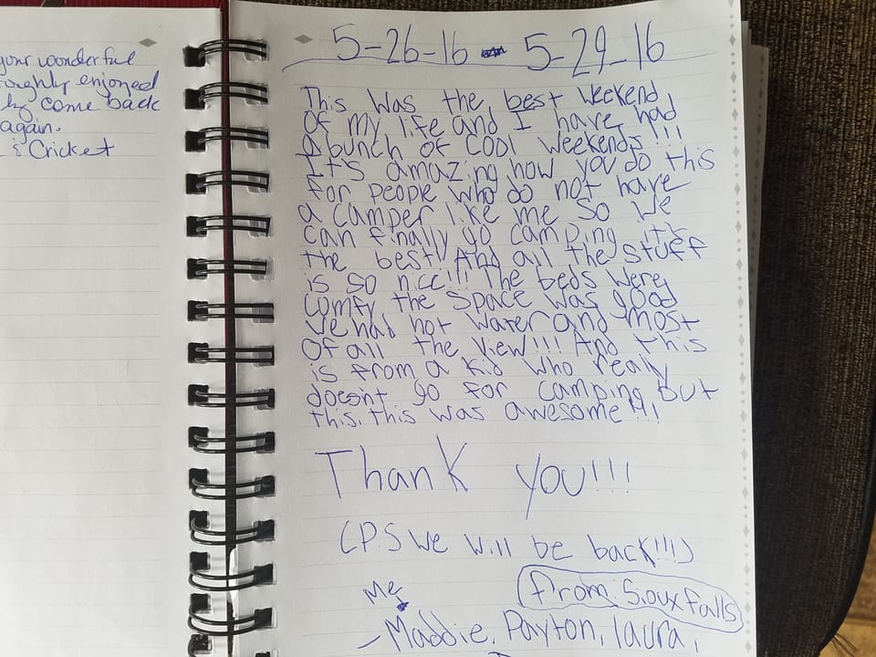 our favorite guest book note from Maddie ~8 years old.