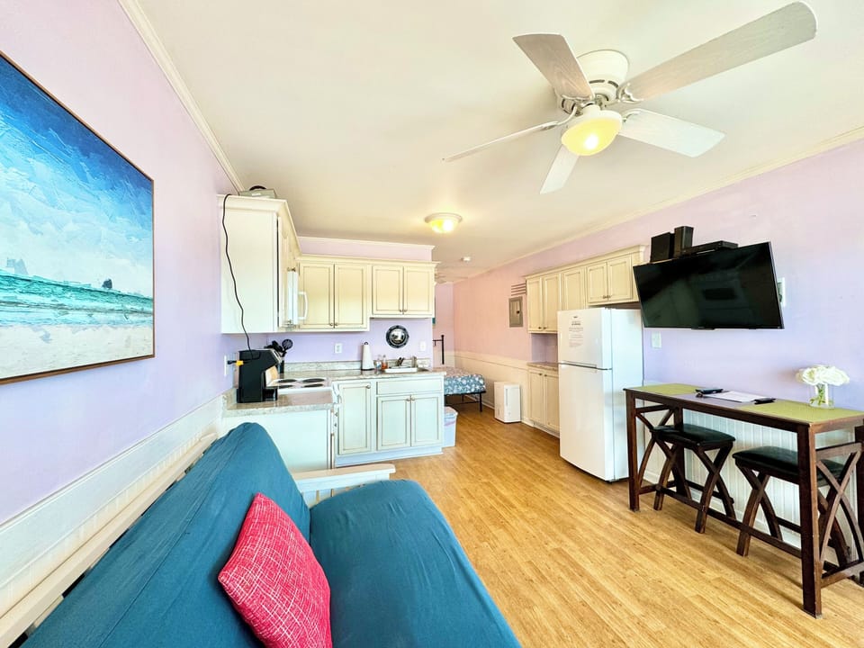 300 sqft studio unit with full size futon.