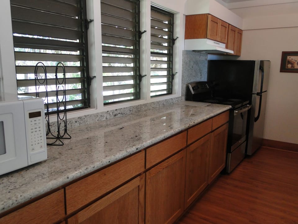 Remodeled kitchen with granite countertops