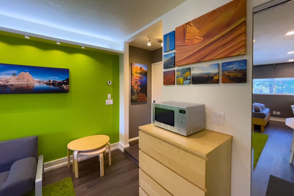 Local art photography throughout. 
Dresser.