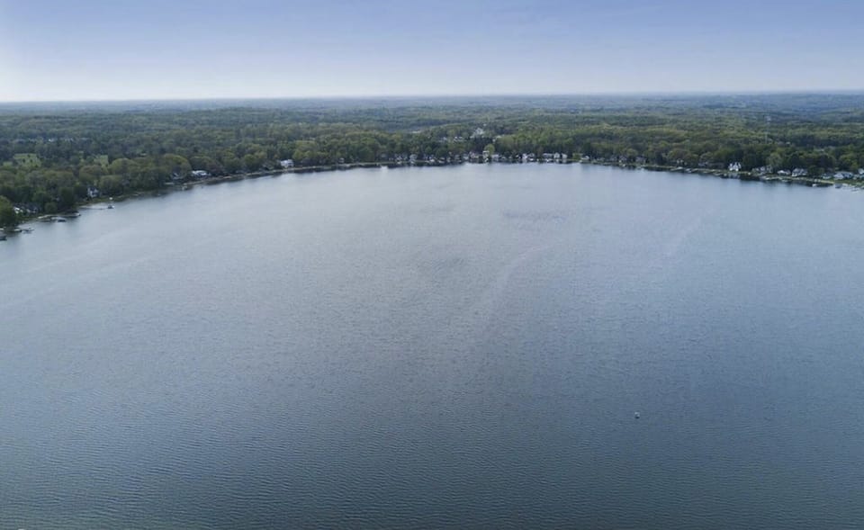 aerial view of lake