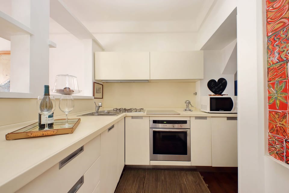 the full equipped kitchen with, fridge, oven, microwave and dish washer