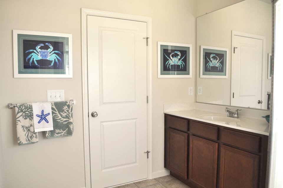 Large counter space in master bathroom