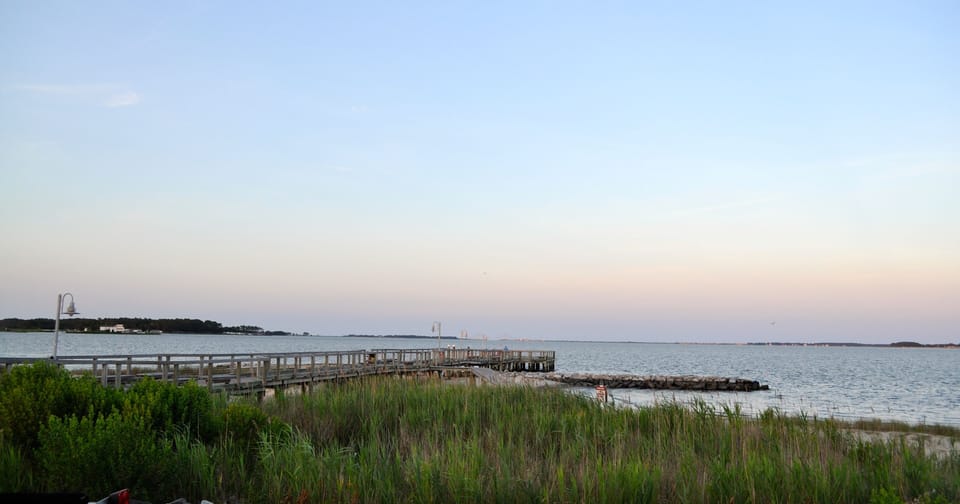 We love to bring a picnic or wine to this small beach off of the pier 