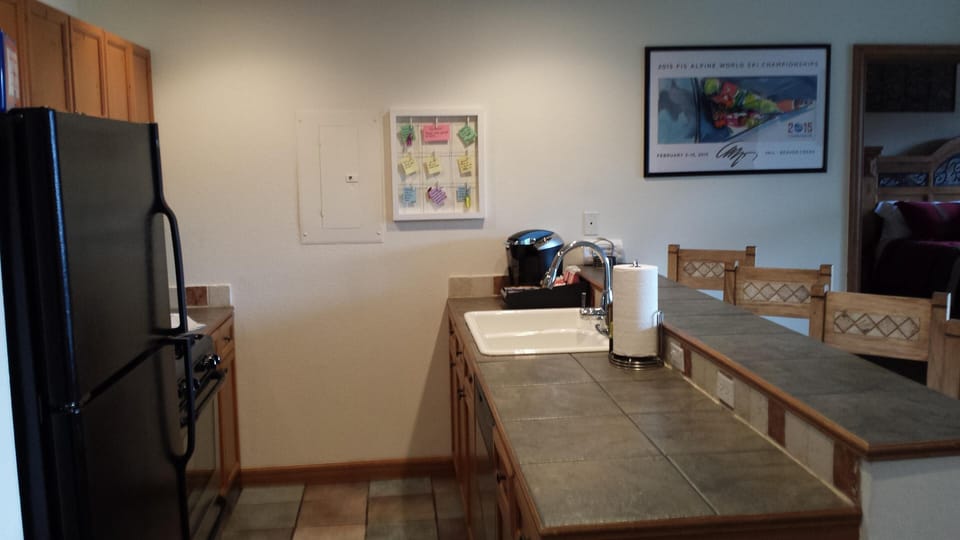 The kitchen is stocked for all your cooking needs.