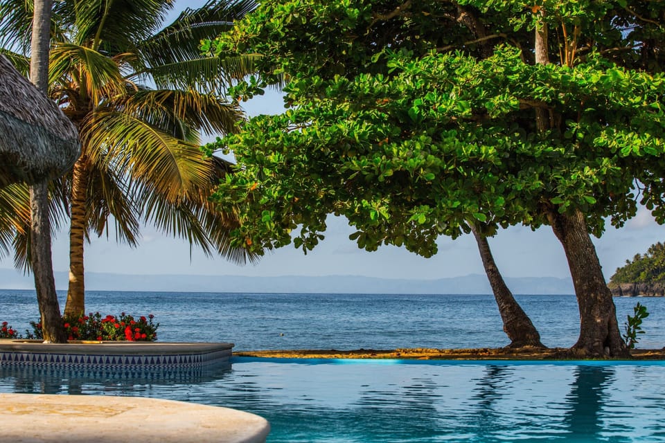 View from our pool looking toward our beach and the Samana Bay