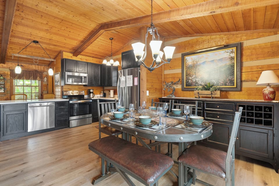 Gather around this dining table - perfect for shared meals & cozy conversations.