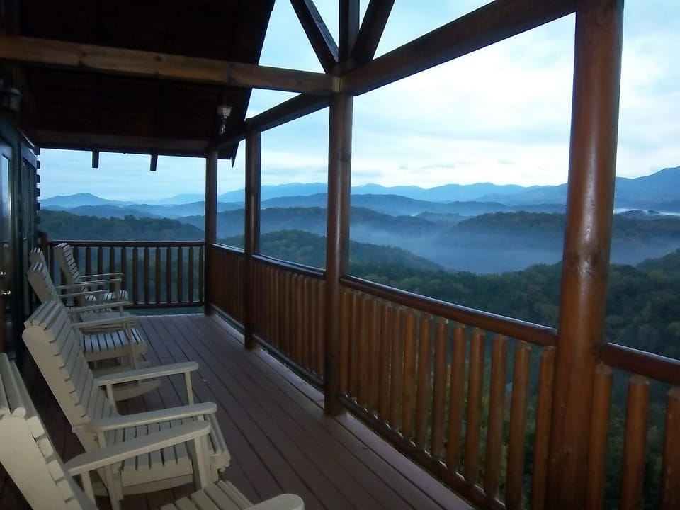 A Classic Smoky Mountain sunrise viewed from deck