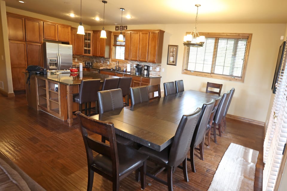 Dining Room table, seats 12 plus 3 more on barstools