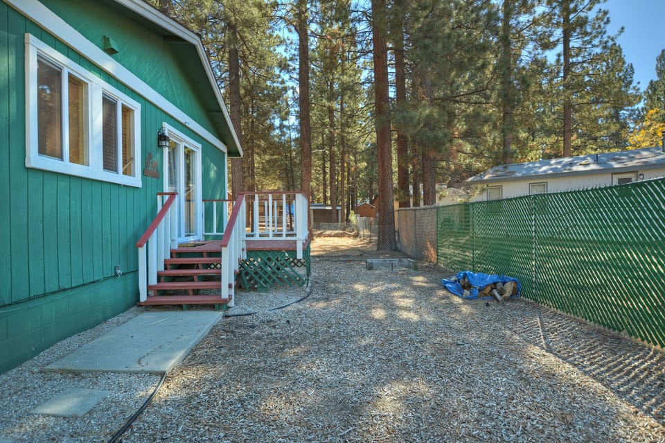 Rear deck with a view of Big Bear Lake
