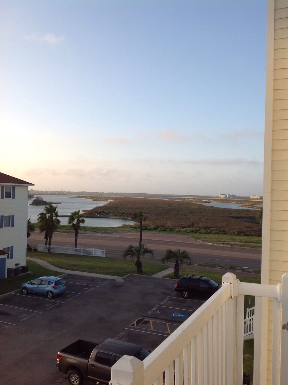 Balcony view of Lake Padre and canal fishing 