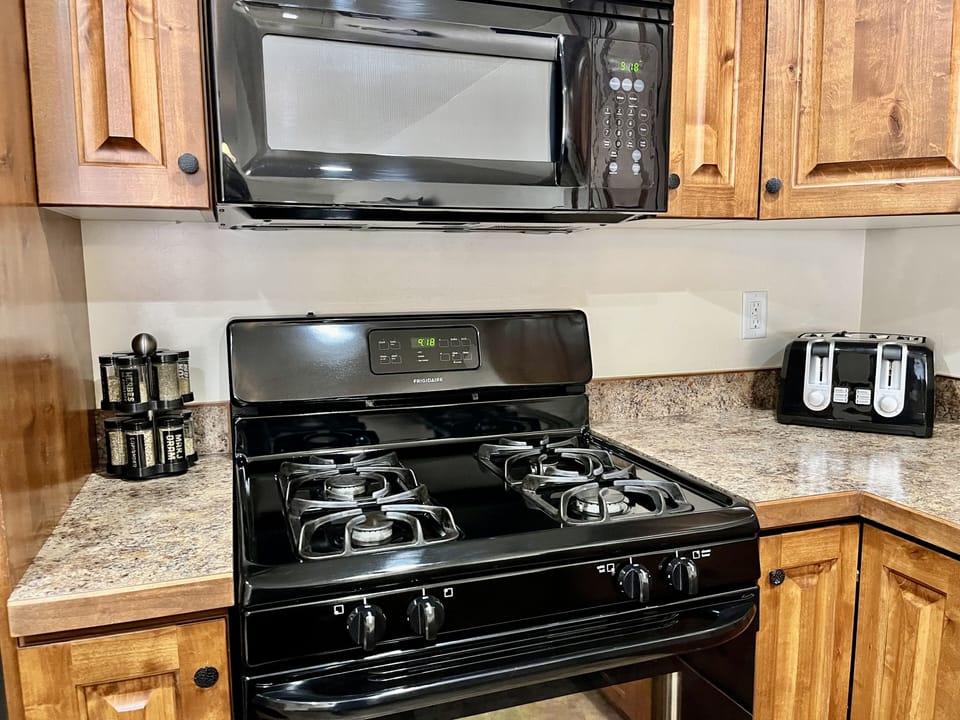 Kitchen - Kitchen gas stove and toaster