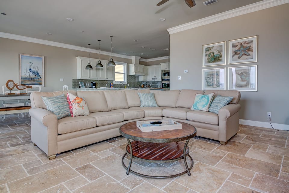 1st floor living room with spacious seating.