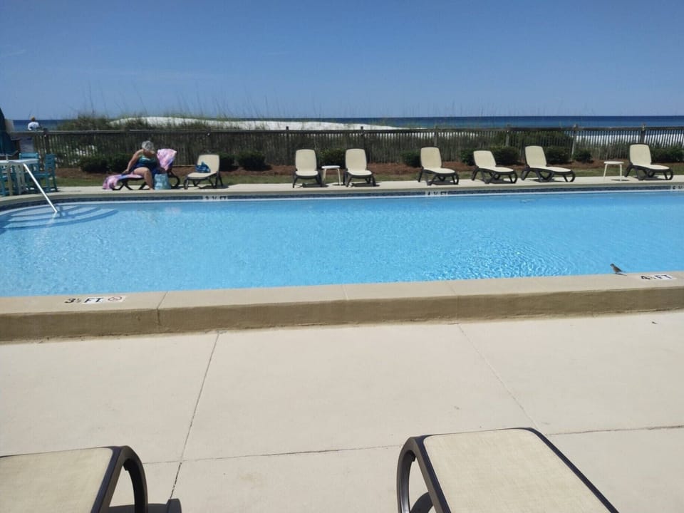 Beautiful pool with amazing views and plenty of lounge chairs.