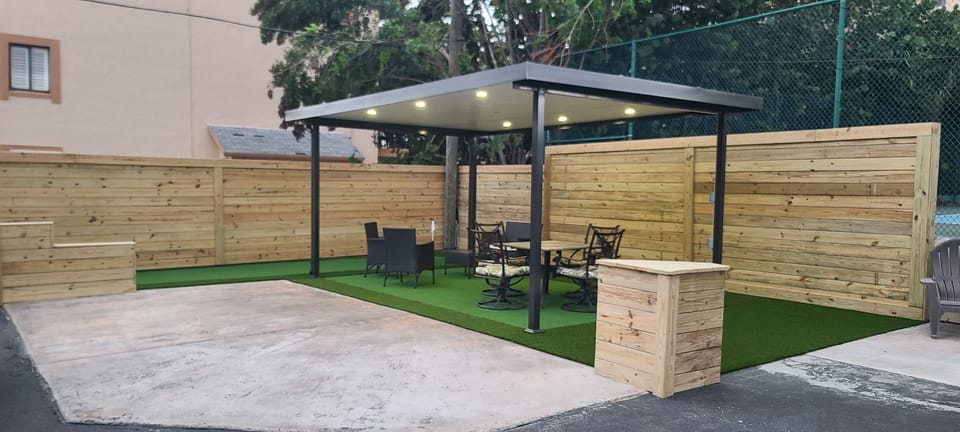 Hang out back with our 2 hole putting green and gazebo. 