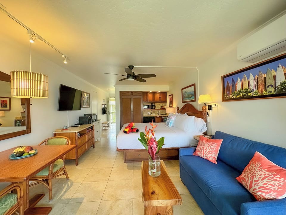 Full view of the inside of the studio condo.