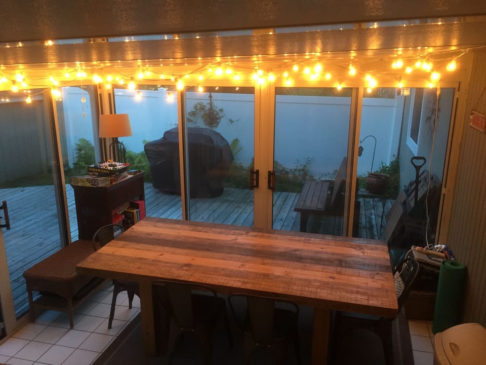 Night lights in screened in seasonal room
