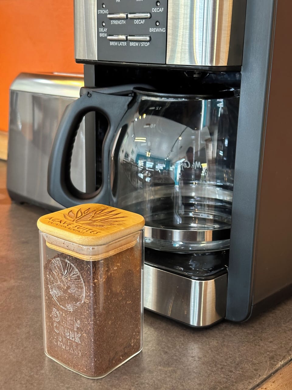 We have a coffee pot and also a French press. Deep Creek Co. is 2 min away!