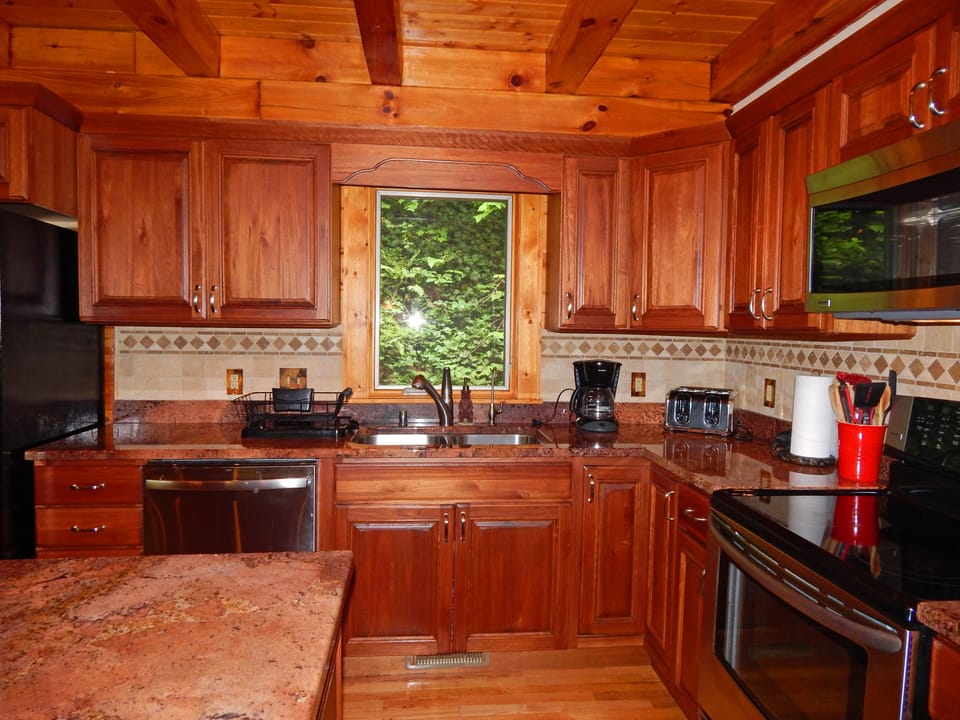 Kitchen with stainless steel appliances