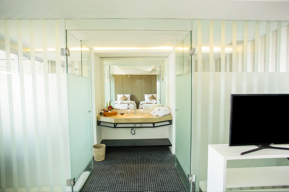 Free toiletries, hair dryer, slippers, bidet