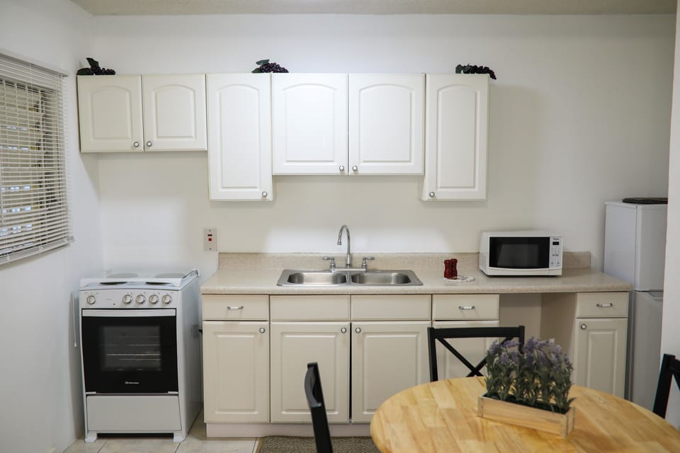 Deluxe Apartment, 1 King Bed, Terrace, Garden Area | Private kitchen | Full-size fridge, microwave, oven, stovetop