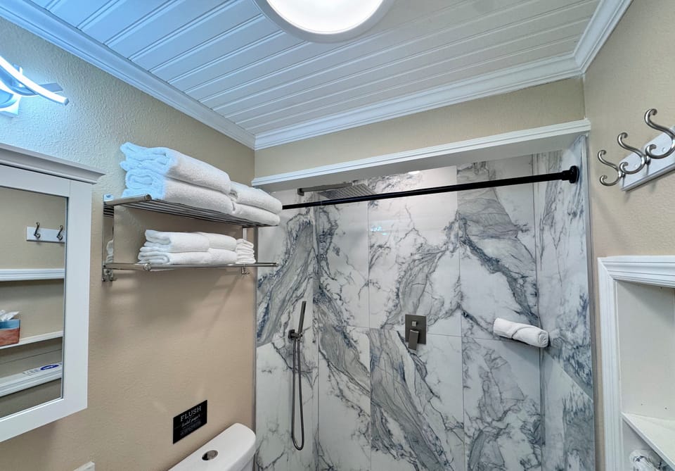 Beautifully renovated with rain shower, well lighted bathroom