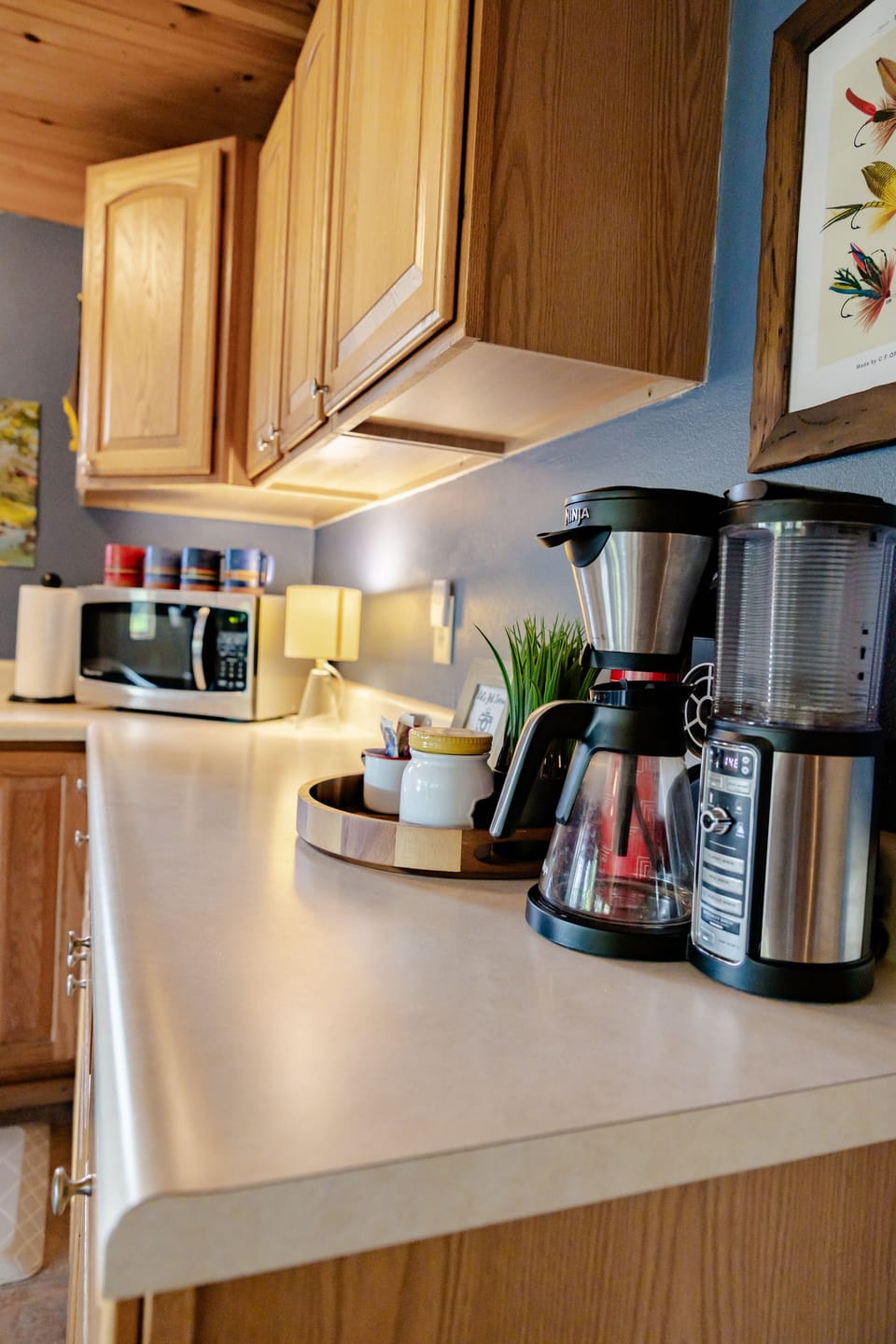 Kitchen is stocked with anything you would need for your stay. 