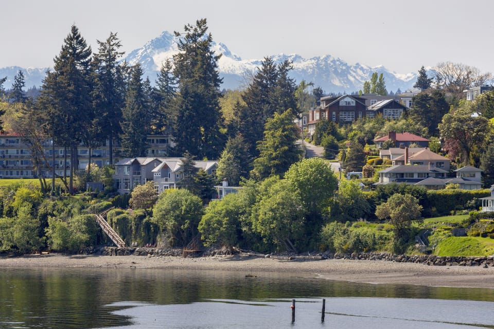 Olympic mountain view from lawn outside suite on a clear day!