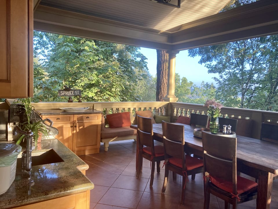Deck with heaters, lights, tv, sink, etc.