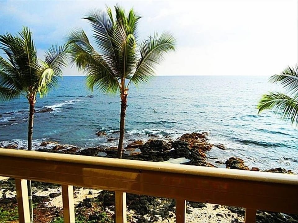 Gorgeous oceanfront view from Lanai of Kona Reef Suite D-32!