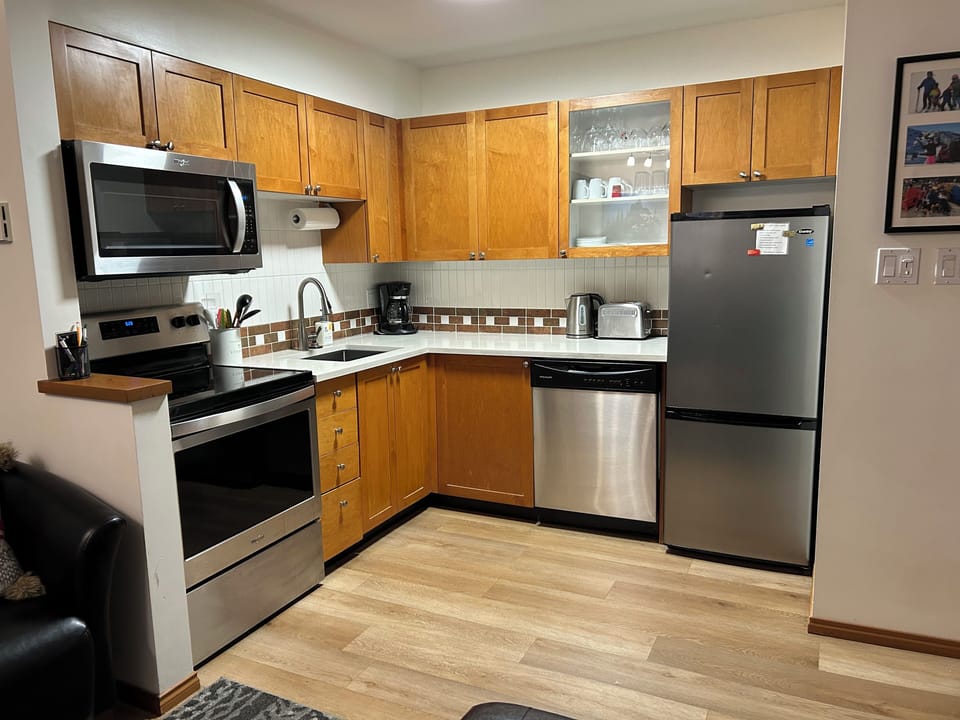 Fridge, stove, microwave, dishwasher