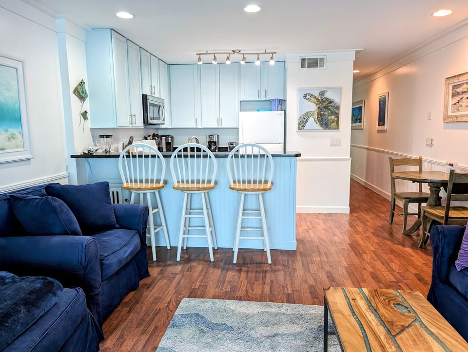 Living room into kitchen