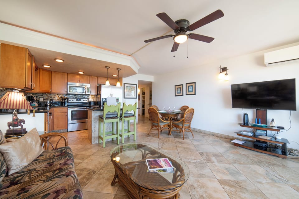 Open concept living and dining area