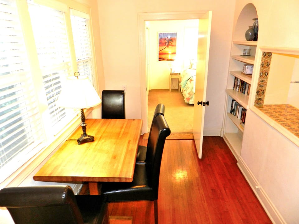 View of 3rd bedroom from dinning room through office nook, games/books/movies