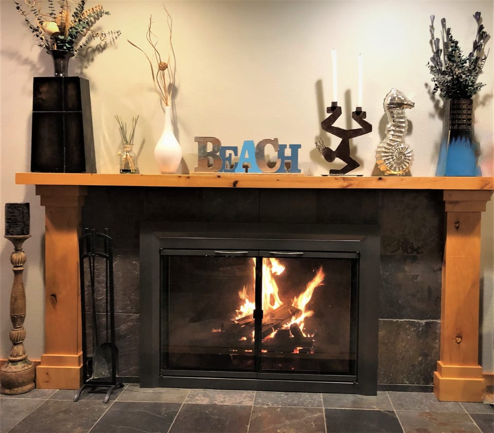 Fireplace provides warmth and ambience.