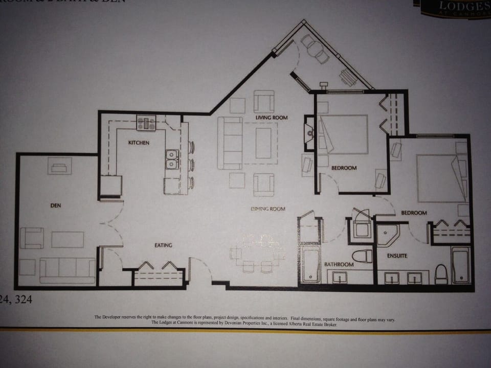 Floorplan. 1390 square feet. Furniture placemant will be different. 