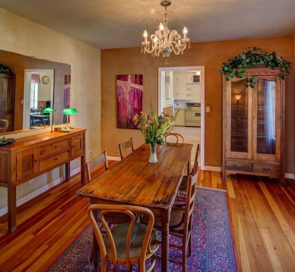 Dining room with 6 chairs credenza and curio