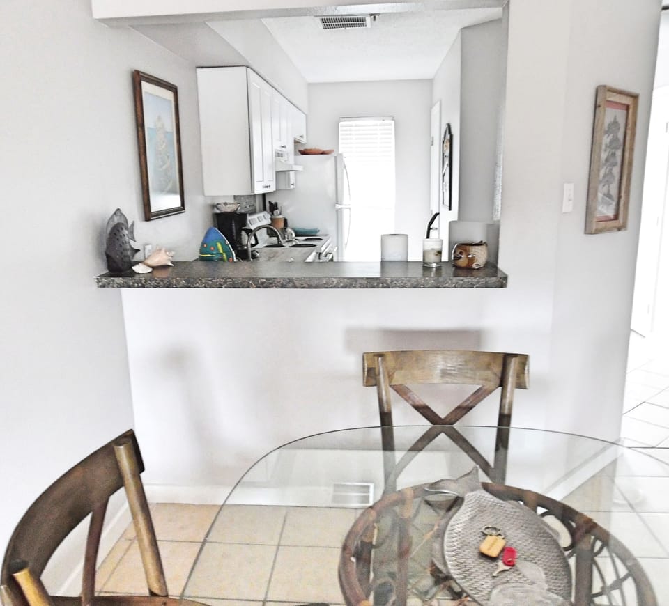 Living and dining area opens to kitchen