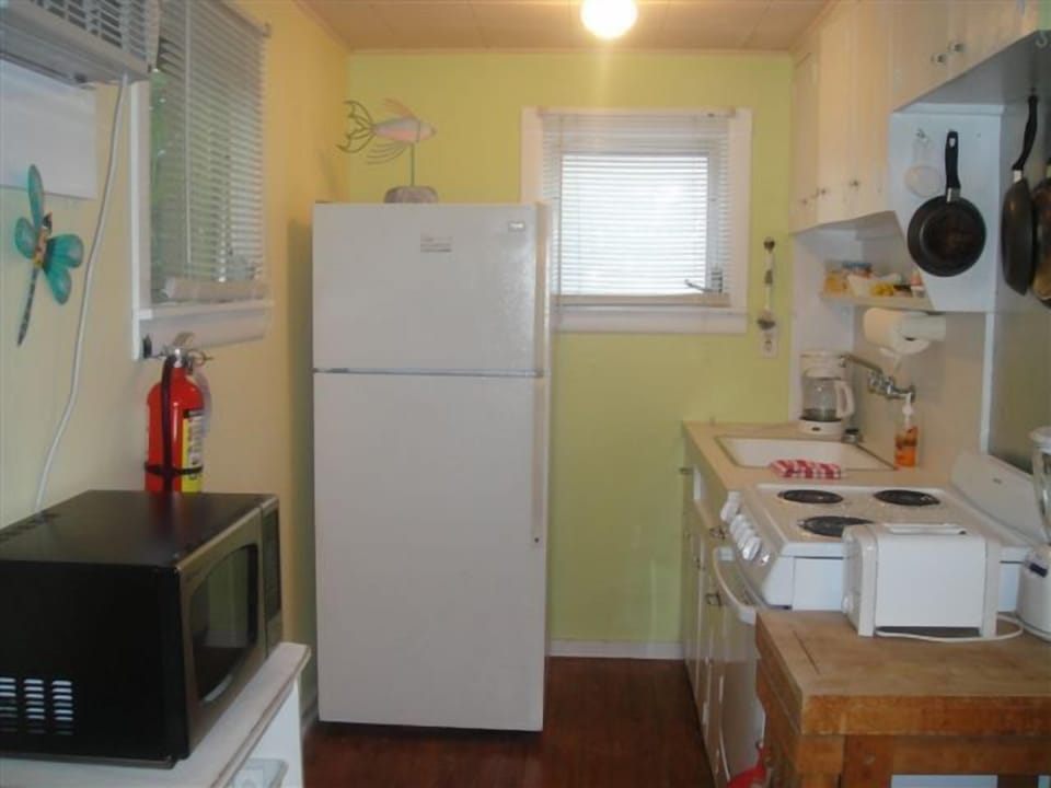 Fully stocked kitchen.