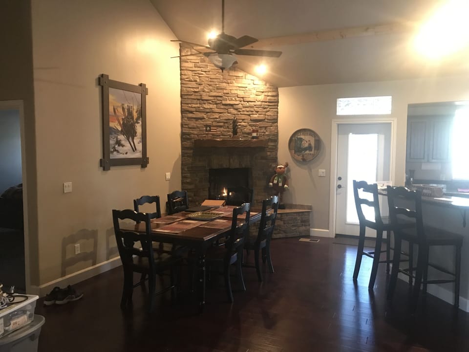 Dining room and fireplace