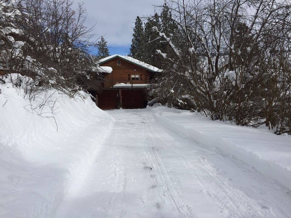 The driveway when it has been snow plowed. 