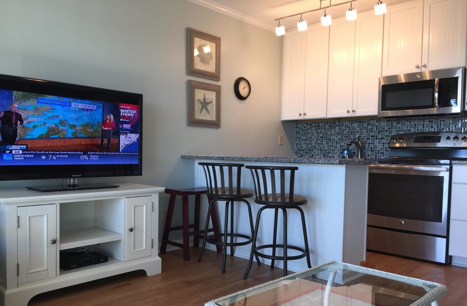 Large screen HDTV with Comcast Xfinity cable. 